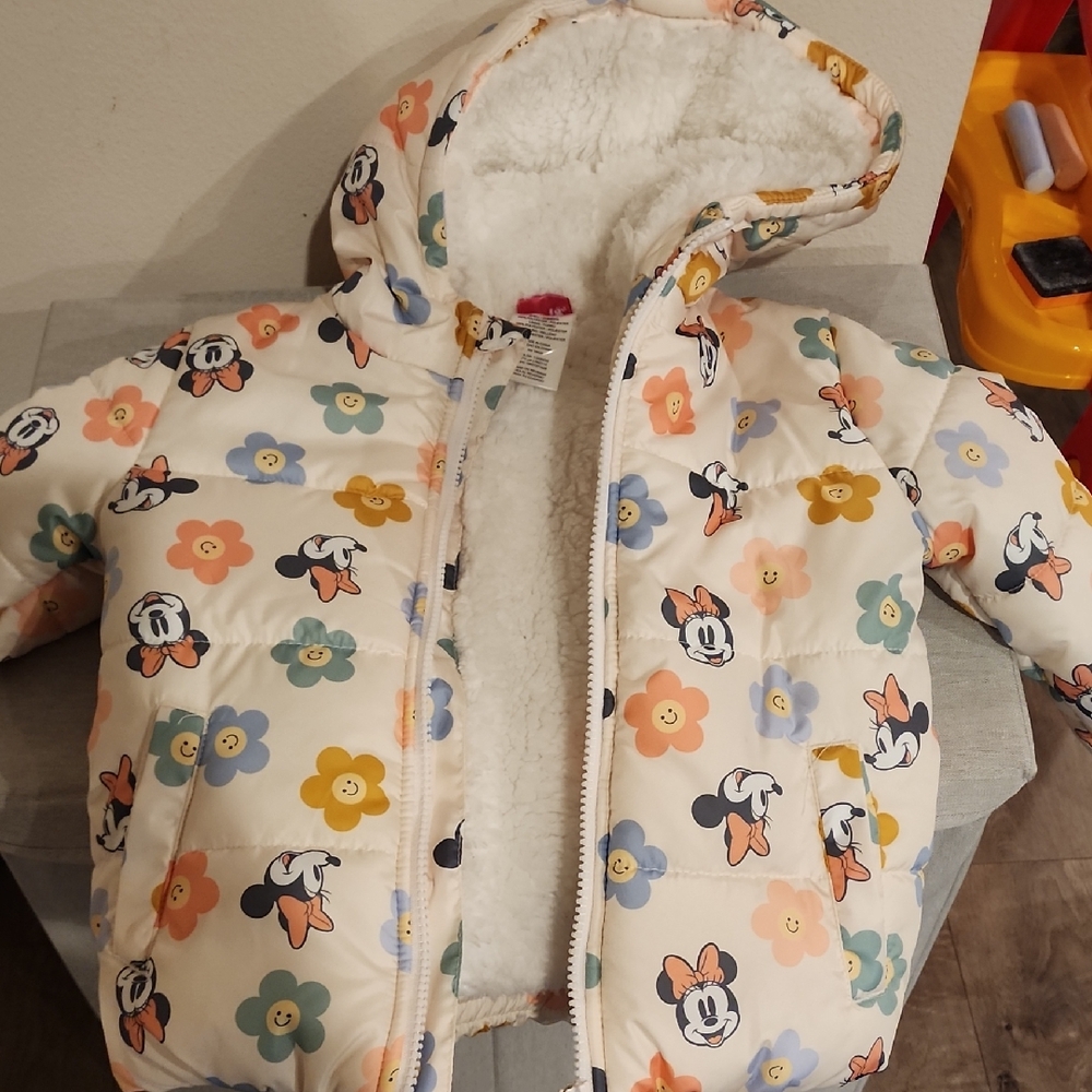 Disney Floral Cartoon Puffer Jacket